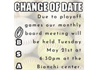 OBSA May Monthly Meeting Date Changed